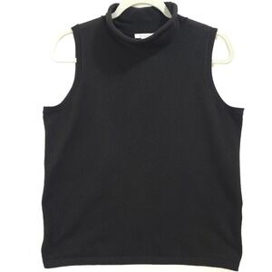Chico's Sleeveless Sweater Mock Neck Cashmere Blend Black Women 1  M Chic Staple